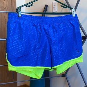 Yoga/Running/Biking Shorts Blue-Safety Green